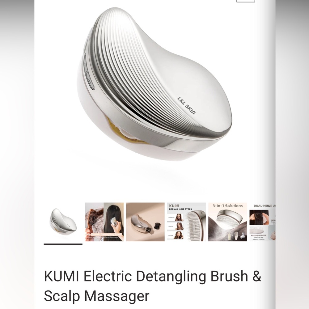 KUMI Electric Detangling Brush & Scalp Massager - Silver
